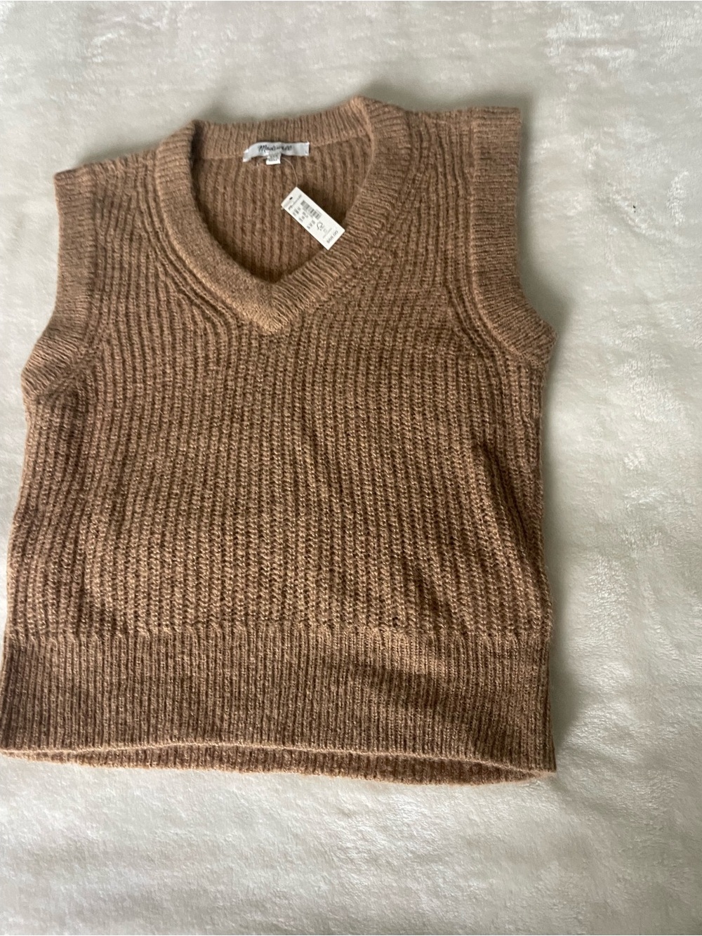 Madewell Tan Brown V-Neck Sleeveless Sweater Vest - Picture 4 of 6